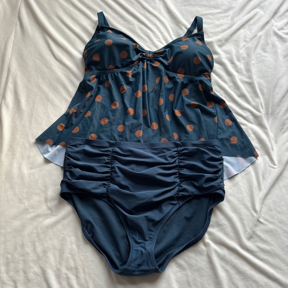 Raisins Curve Tankini Swimsuit Set 2 Piece Suit Women's Plus Top 22W Bottom 24W - Picture 1 of 6